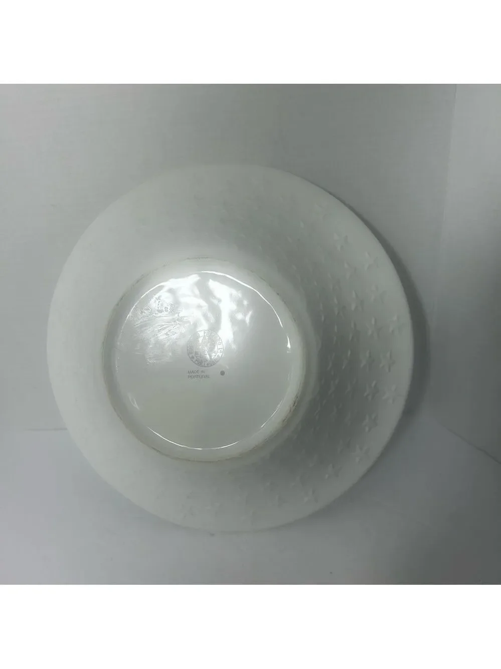 Bordallo Pinheiro Large White Serving Blue Stars Patterned Bowl